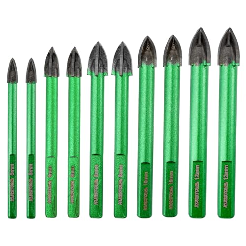 Masonry Diamond Drill Bit - 10pcs 3/16"-1/2" Concrete Diamond Hole Saw Set for Wood Plastic Brick Ceramic Tile Etc, Triangle Shank Fixed on Drills - size: 5/6/8/10/12mm*2, style: Triangle Shank