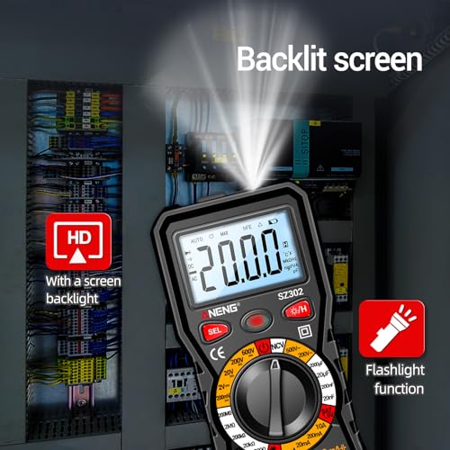 ANENG Multimeter with Case,Volt Amp Meter with Backlit LCD,NCV,Flashlight - color: Rubberized Black