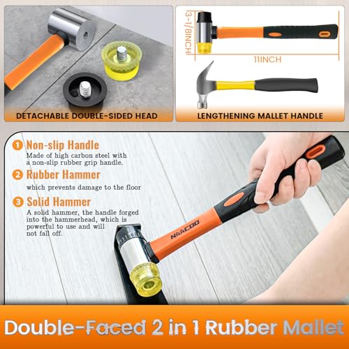 NAACOO Laminate Flooring Tools, Universal 4 in 1 Floor Installation Kit - size: 4PCS Kit