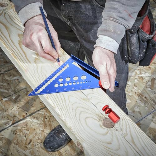 Tall Stair Gauges for Framing Square with Holder and Hook, Framing Jig for Speed Square, Framing Square Stops for Carpentry Squares & Circular Saw - color: red