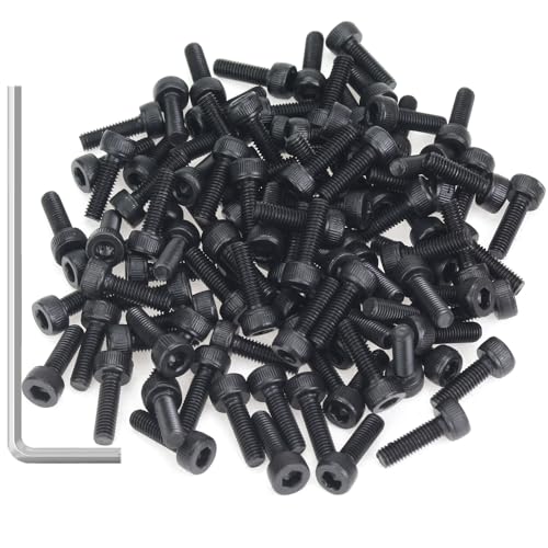 105 Pieces M3 x 10mm Socket Head Cap Screws, Thread Pitch 0.5mm, Sutemribor M3 Black Screws, 12.9 Grade Alloy Steel, Black Oxide Finish, Fully Threaded - size: M3 x 10mm, style: Socket Head