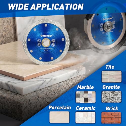 GoYonder 4 Inch Tile Blade, Super Thin Diamond Saw Blade for Cutting Porcelain Tiles, Granite Marble Ceramics (4"-Blue) - size: 4"-Blue