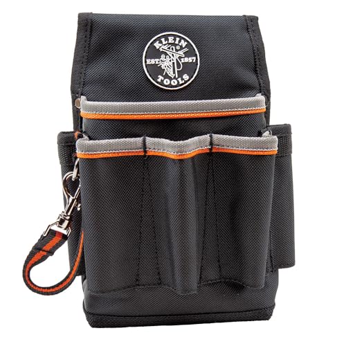 Klein Tools 5241 Tool Pouch, Tradesman Pro Tool Pouch with Electrical Tape Thong and Heavy Duty Reinforced Bottoms, 6-Pocket - style: 6-Pocket Pouch