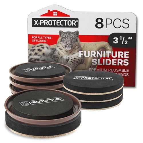 X-Protector Furniture Sliders - 8 PCS 3 1/2" Moving Pads for Any Flooring