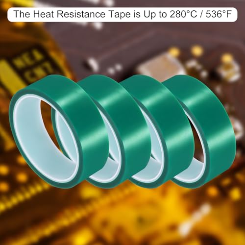 uxcell Green Heat Tape, 1 Roll 30mmx33m 108ft High Temperature Heat Resistant Tape for Sublimation,Heat Vinyl Press,Heat Transfer, Circuit Board, No Residue - color: Green, size: 30mmx33m