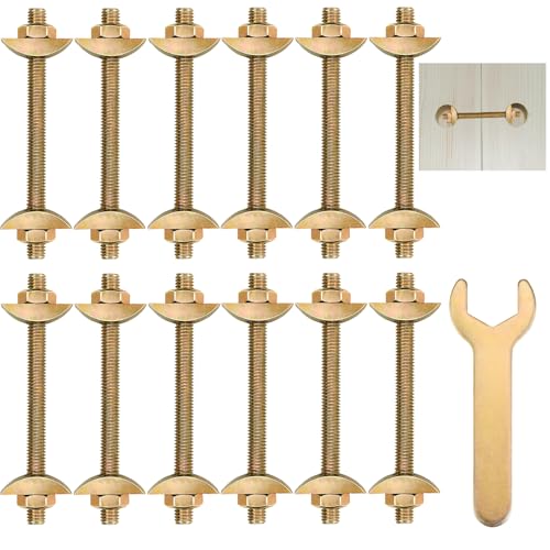 13 Pcs Furniture Fastening Connectors with Wrench,Countertop Connector,Table Top Fasteners for Butcher Blocks, Tables, and Bed Frames with Bolt and Nut Hardware, Draw Bolts, and Miter Bolts