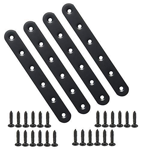 Alise Flat Bracket ,6-1/5in Black Mending Plate Flat Brace for Wood Shelves - color: Black, size: 6-1/5 Inch