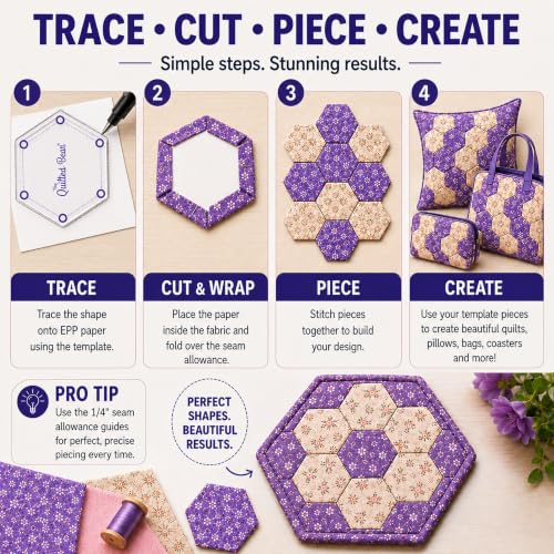 The Quilted Bear Star Quilting Templates, Set of 8 - size: Star