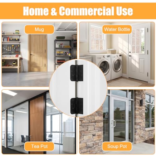 6 Pack Self Closing Door Hinges, 4 Inch Black Door Hinges with Ball Bearing, Matte Black Heavy Duty Loaded Hinge for Interior and Exterior, 5/8'' Radius Corner