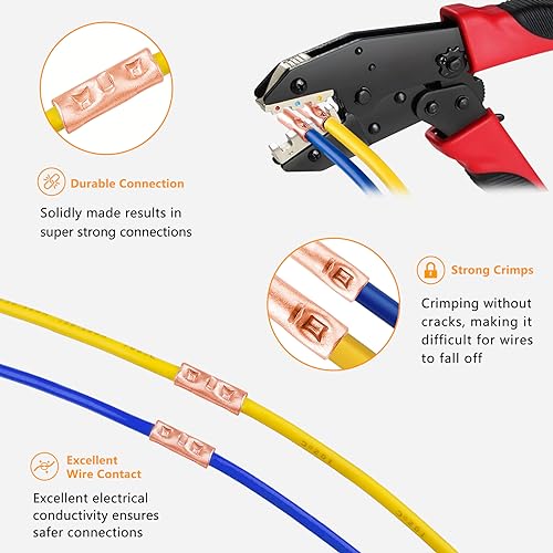 SVAAR Butt Connectors Kit 132PCS 4/6/8/12-10 Gauge Crimp Butt Splice Wire Connectors Non Insulated Butt Splice Connectors Bare Pure Copper 66 PCS Uninsulated Butt Terminals & 66 PCS 3:1 Heat Shrink - color: Non-Insulated Splice - Bare Copper