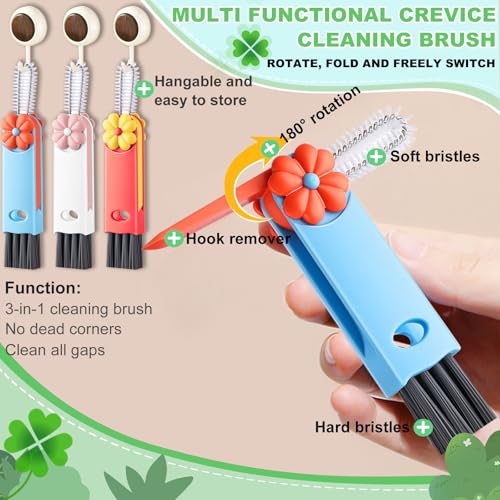 3 in 1 Cup Lid Cleaning Brush, Multifunctional Gap Cleaning Brush, Home Kitchen Crevice Brush, Portable Bottle Cleaner Brush for Cleaning Tight Spaces, Bottle Gaps, Travel Mug Caps(3 PCS) - color: Red, Pink, Blue(3pcs)