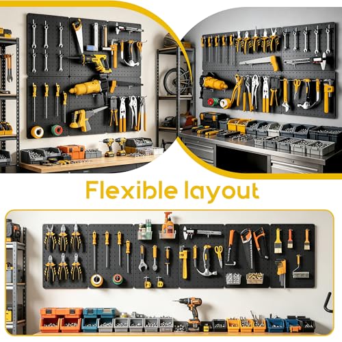 Steel Pegboard Tool Wall Organizer, 6Pack 14.76 x 10.82 in, 6 Bins, Black - color: Black, size: 14.76"x10.82"- 6 Pcs