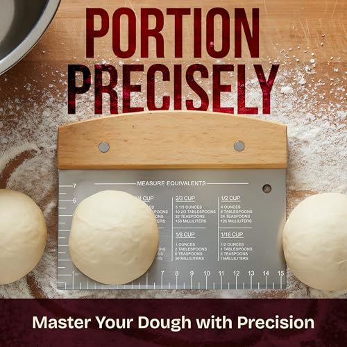 Superbaking Multipurpose Bench Scraper, 6" Grill & Dough Scraper with Ruler - size: Wooden Grip