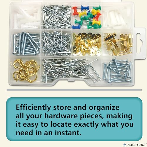 521 Pcs Picture Hanging Kit Including Drywall Anchors and Screws, Wire Hanging Nails and Screws Assortment Kit for Wall Art Hanging Kit, Picture Hangers, Cup Hooks, Push Pins - style: 521 Pcs Picture Hanging Kit