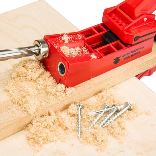 Viking Mountain Tool Works Pocket Hole Jig and Face Frame clamp kit with Builders 500 pack of pocket hole screws for 3/4 hard and soft wood. Build tables, shelves, cabinets, furniture, and more!