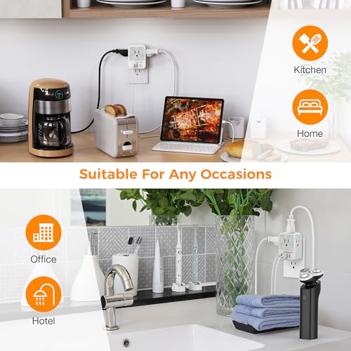 TESSAN Surge Protector Wall Outlet Extender, Multi Plug Outlet Splitter - color: Grey, size: 2 USB-A+1 USB-C
