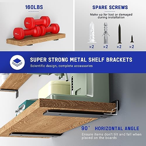 Goovilla Shelf Bracket, Floating Shelf Brackets 10 inch Long, 4 Pack, Black - size: 10 Inch, style: Black 4Pack