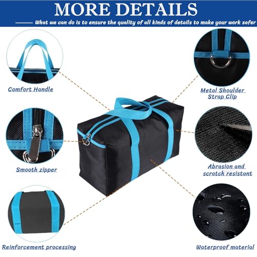 BLIRITEL 20 Inch Heavy Duty Wide Mouth Tool Bag for Men, High Capacity Tool Tote Bag for Electricians, Multipurpose Power Tool Bag Organizer for Mechanics Carpenters - size: 20 Inch