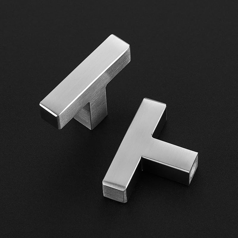 3 Pack Brushed Nickel Cabinet Knobs, 2in Length Square Bar Drawer Pulls | Single Hole Grip, Stainless Steel Build, Kitchen Cabinet Restyle, For Drawers, Dressers, Cupboards, Closet Doors - color: Brushed Nickel, size: 3 Pack, style: Square
