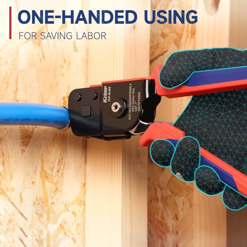 iCrimp KIT-BJ02 PEX Crimping Tool Kit with PEX Clamps, PEX Pipe Cutter, One-Handed PEX Clamp Tool for Cinching 3/8-in, 1/2-in, 3/4-in, 1-in PEX Clamps, Cinch Only