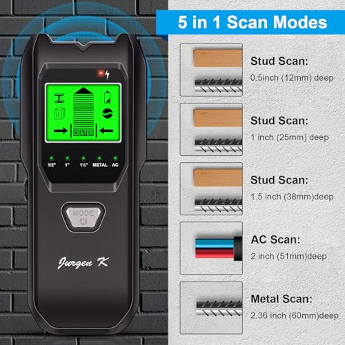 Stud Finder Wall Scanner, 5 in 1 Multifunction Stud Locator with Upgraded Smart Sensor, HD LCD Display and Audio Alarm for The Center & Edge of Metal, Studs, AC Wire, and Pipe Detection (Charcoal) - color: Charcoal