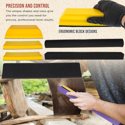 Dura-Gold 7-Piece Hand Sanding Block Set - 5" to 10-3/4" Long, Handheld