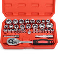 Egofine 34 Pieces 3/8 inch Drive Socket Ratchet Wrench Set, with Socket Set Metric/SAE and Extension Bar for Auto Repairing and Household, with Storage Case - style: 3/8" 34 PCS