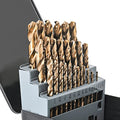 M35 5% Cobalt Drill Bits Set 29PCS (1/16"-1/2"), Straight Shank Jobber Drill Bits, Metal HSS Twist Drill Bits for Stainless Steel Hard Metal and Cast Iron - size: 1/16-1/2 inch - 29 PCS - Right Hand