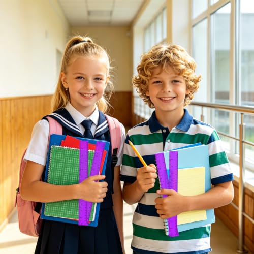 36 Pack 12" Clear Purple Plastic Rulers, Back to School Measuring Supplies - color: Purple