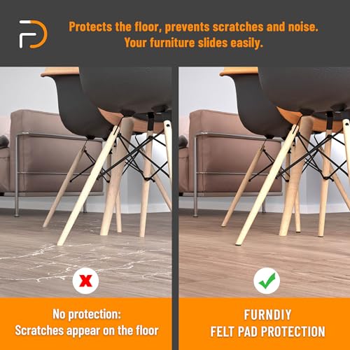 Furndiy Felt Furniture Pads for Hardwood Floors, Self-Adhesive Felt Pad for Chairs & Seat Legs, Easy Slide, Anti Scratch, Noise Stopper, Bumper & Buffer, Floor Protection - 1.3" x 18Pcs - size: 1.3" x 18Pcs
