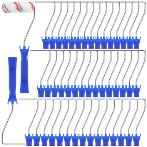 Leumoi 48 Pcs 4 Inch Mini Paint Roller Frame Threaded Grip Handle, Blue - color: Blue