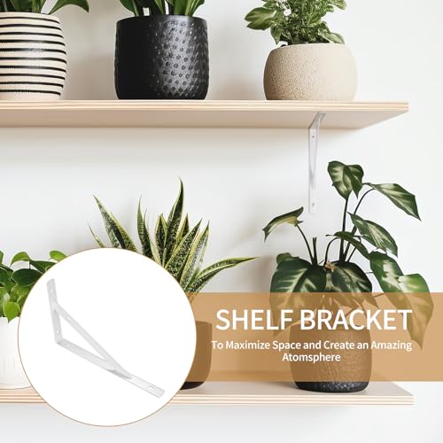8 Pcs Heavy Duty Shelf Brackets, Floating Metal Shelf Brackets, Metal Wall Mount L Shaped Shelves Support Angle Brackets for Heavy Duty Floating Shelves Shelf Brackets (7.87x4.72 inch White) - size: 7.87 x 4.72 inch White