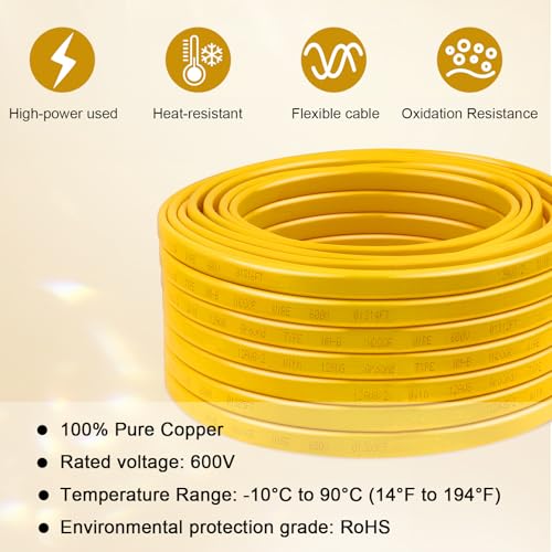 12/2 Wire with Ground - 10FT 12 Gauge NM-B Non-Metallic Sheathed Cable 100% Pure Copper 12 AWG 2 Conductor Residential Indoor Wire for Outlets, Switches, Other Loads and Lighting Wiring Projects etc. - size: 10FT, style: 12AWG/2