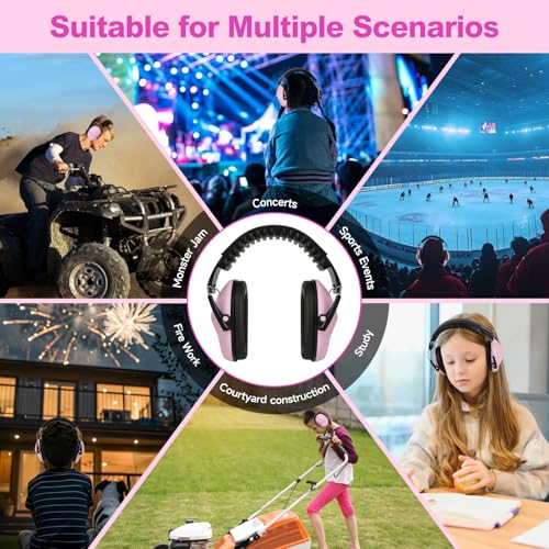 Floriogra Noise Cancelling Headphones for Kids/Toddler 28dB SNR Ear Muffs - color: Pink