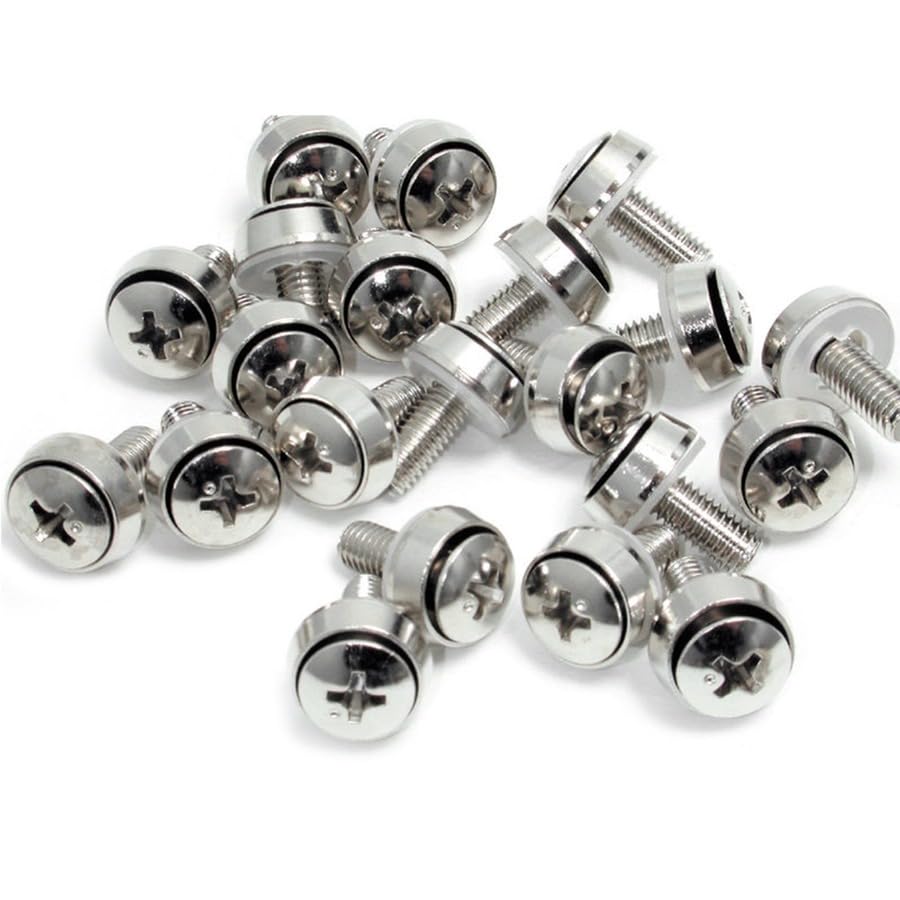 StarTech 100-Pack M6 12mm Mounting Screws, Nickel-Plated, 19in & 10in, TAA - color: Silver, size: 100-pack, style: Screw only