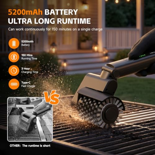 2026 Electric Grill Brush for Outdoor, 3-in-1 Kit BBQ Cleaner with 3 Heads