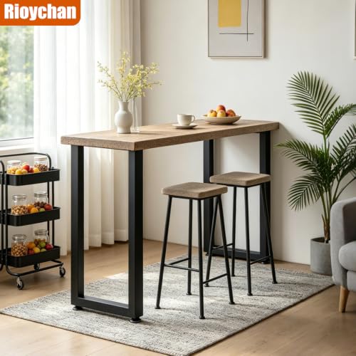 36 Inch Metal Bar Table Legs, Heavy Duty Desk Dinning Table Legs with Adjustment Feet Pads DIY Counter Height Feets, Set of 2,Black (H36'' x W17.7'') - size: H36" × W17.7" Square