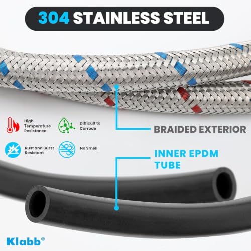 Klabb Sink Faucet Water Line Kit, 32" Flexible Braided Connector Hose