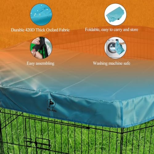 PJYuCien Playpen Top Cover for 24'' Width 8 Panel Pen, Blue - color: Only Blue Top Cover, Adhesive Tape Connections