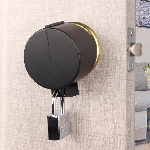 Door Knob Lockout Device with Padlock,Black - color: Black