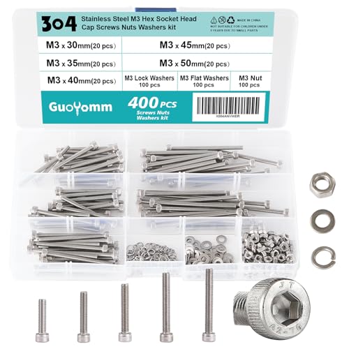 M3 Hex Socket Head Cap Screws Bolts Washers Nuts Assortment Kit - size: Socket M3x30/35/40/45/50 mm