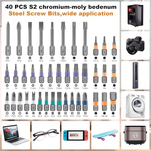 THINKWORK 42 in 1 Ratchet Screwdriver Set, Magnetic Bit Screwdriver Set With Detachable Ratchet Handle, Repair Tool Kit for furniture, computer, bicycle and DIY free Combination