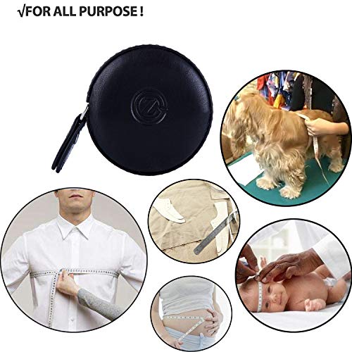 Sewing Tape Measure, Medical Body Cloth Tailor Craft Dieting Measuring Tape, 60 Inch/1.5M Dual Sided Retractable Ruler with Push Button Round(1 Pack, Black) - color: Black 1 pack