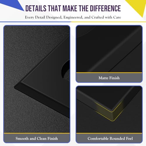 ENERLITES Duplex Receptacle Outlet Metal Wall Plate, 1-Gang, Black Matte - color: Black Matte, size: Standard Size