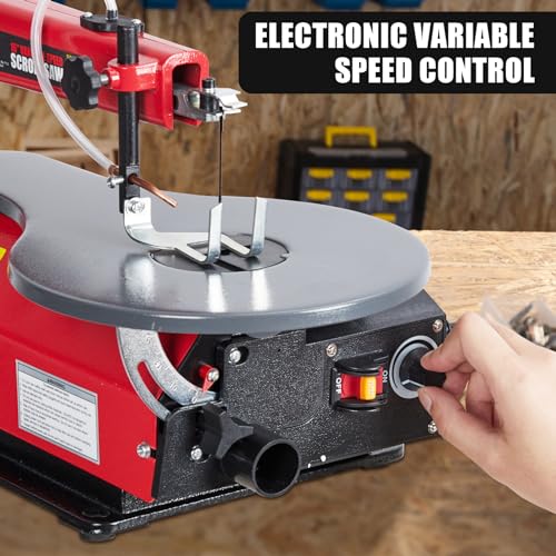 Variable Speed Scroll Saw 16-Inch With Extra-Large Adjustable Tilting Work Table for Woodworking - style: no led