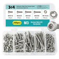 M3 x 10mm 20mm 30mm 40mm Hex Socket Head Cap Screws Bolts and Nuts, Stainless Steel 304, Bright Finish, Metric Allen Drive, Fully Thread, Assortment Kit 200PCS - size: Socket M3x10-40mm+Nuts