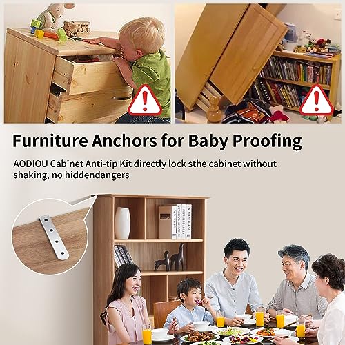 furniture anchors anti-tip baby proofing: Safety Straps Kit for Dresser Secure 400 lbs Bookcase to Wall Cabinet Wall Anchor 4 Pack - size: middle(4 pack)