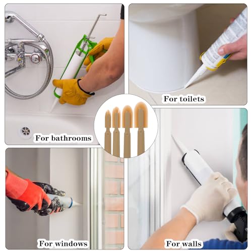 Kifmurase 17Pcs Rubber Caulking Spatulas Tools, Silicone Caulking Finishing Tool Kit, Multifunctional Caulk Remover, Smoothing Spreader Applicator for Floors, Tiles, Walls, Bathrooms (4 Sizes)