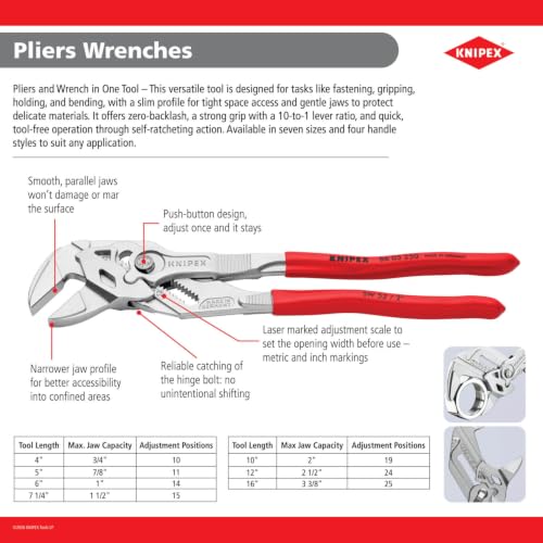 KNIPEX 8601300 Tools - Pliers Wrench, Black Finish(86 01 300), 12-Inch, Black Finish - size: 12-Inch, style: Wrench, Black Finish