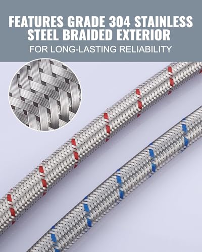 ALEASHA Faucet Supply Lines,20 Inch Length Faucet Hose Connector 3/8" to 3/8" Female Compression Thread Stainless Steel Braided Bathroom Kitchen Faucet Extension Water Supply Line,2Pcs - size: 20 Inch